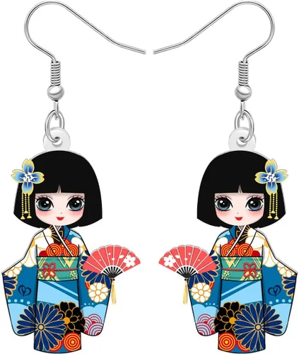 Vista 18 de DUOWEI Aretes de acrílico estilo japonés con diseño de anime para muñeca, colgantes, joyería para mujer