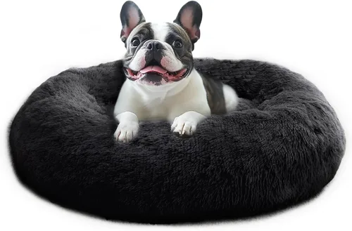 Vista 27 de JOLLYVOGUE - Cama calmante para perros y gatos pequeños y medianos, antiansiedad, redonda, suave, acogedora con parte inferior antideslizante
