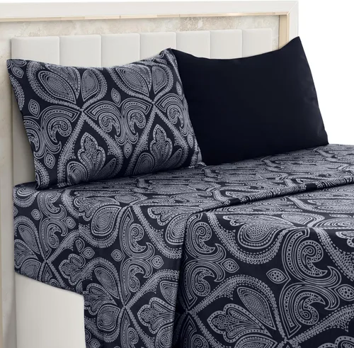 Vista 19 de Black Paisley Sheet Set, Twin - Ultra Soft Deep Pocket Paisley Black