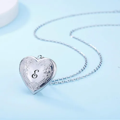 Vista 2 de YOUFENG - Collar con medallón con imágenes y letras del alfabeto A-Z, chapado en platino, regalo para mujer
