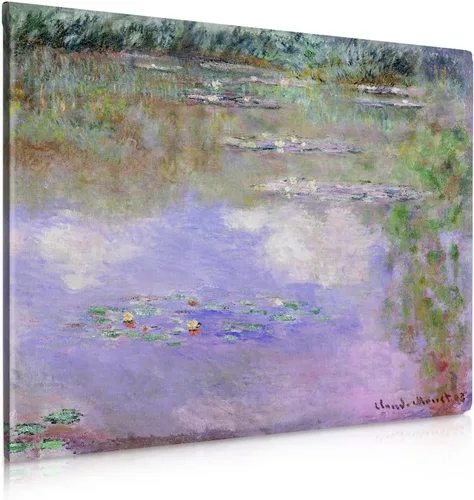 Vista 8 de IPIC - Reproducción artística de los lirios de agua de Claude Monet 1906, impresiones giclée coinciden con el marco dorado clásico, arte de pared