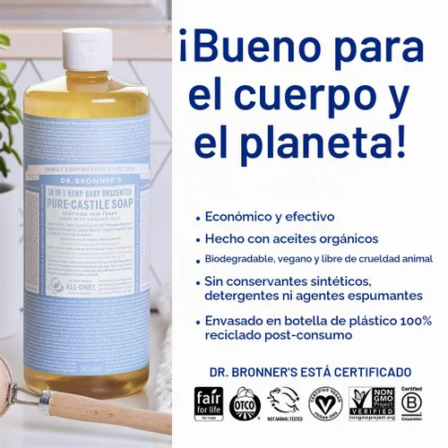Vista 4 de Dr. Bronner's - Jabón líquido puro de Castilla