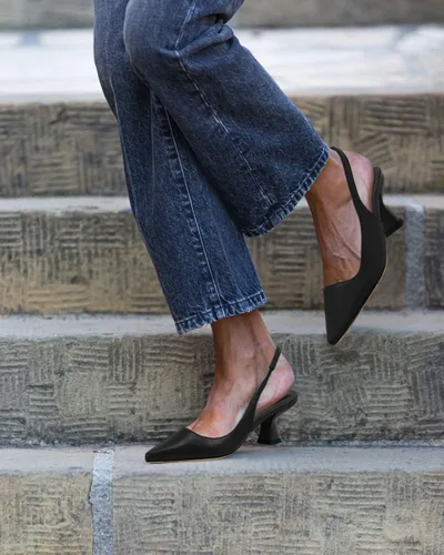 Vista 7 de gihubafuil Zapatos de tacón bajo para mujer, zapatos de tacón cerrado, puntiagudos, zapatos de vestir casuales con espalda descubierta