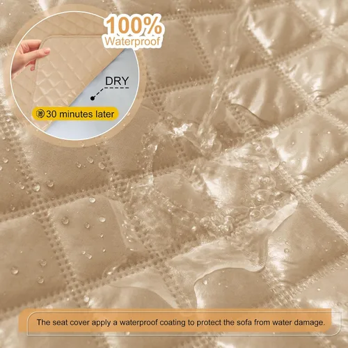 Vista 3 de HDCAXKJ Fundas de sofá seccional reclinable 100% impermeable, forma de L, funda de sofá reclinable lavable acolchada suave para mascotas, perro