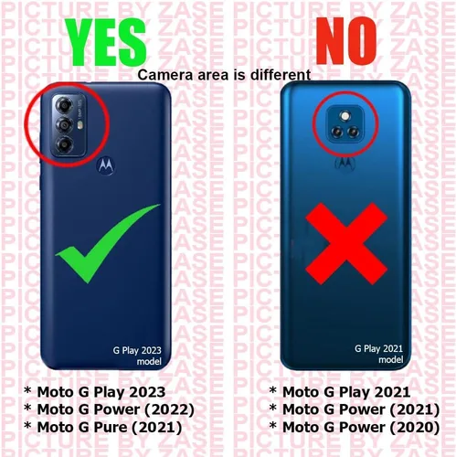 Vista 3 de Zase Funda tipo cartera para Motorola Moto G Play (2023)/Moto G Pure/Moto G Power (2022) Funda de piel sintética con función atril, ranura