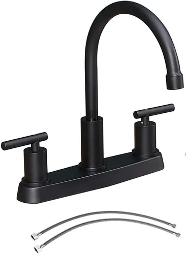 Vista 11 de Grifos de cocina, grifo de cocina con rociador, grifo de fregadero de cocina de níquel cepillado, grifo RV de 3 o 4 agujeros para fregadero