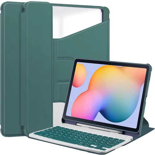Vista 19 de kaidisen Funda con teclado giratorio 360° para Galaxy Tab S6 Lite de 10.4 pulgadas, soporte vertical, teclado magnético desmontable, funda Azul/claro