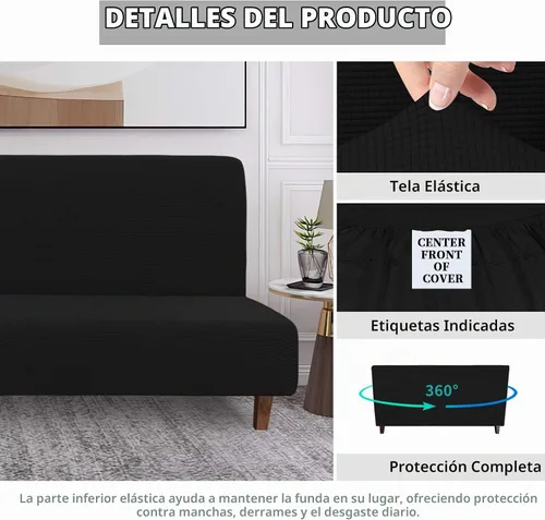 Vista 4 de Easy-Going Funda 100% Impermeable para Futón, Funda de Sofá Impermeable Doble para Futón, Funda de Sofá Jacquard Elástica, Protector de Muebles a