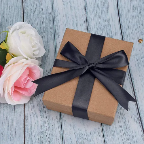 Vista 4 de Cinta de satén de doble cara de 1 pulgada de 50 yardas para decoración de fiestas, accesorios para el cabello, costura, envoltura de regalos (negro)