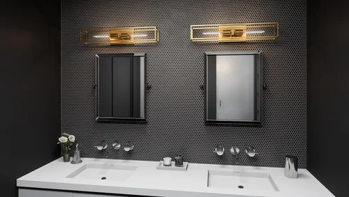 Vista 2 de Quoizel LGN8624WS Leighton - Lámpara de pared para baño, 2 luces, 200 vatios, latón desgastado (5 pulgadas de alto x 24 pulgadas de ancho)