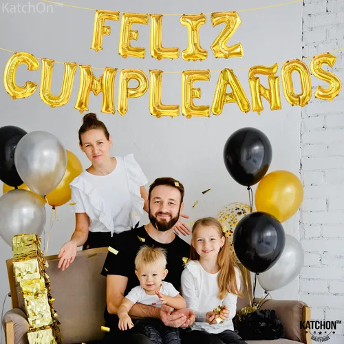 Vista 6 de KatchOn Cartel de globos dorados de cumpleaños – Decoración española de cumpleaños de 16 pulgadas