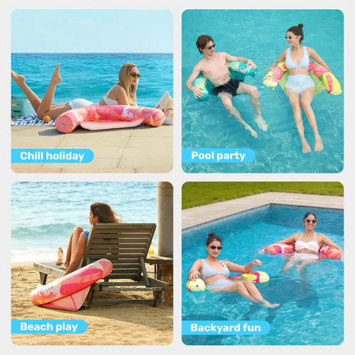 Vista 8 de SLOOSH Inflatable Pool Noodle Chair, 3 Packs Pool Floats Noodle Sling Floatie, Swimming Party Floating Chair for Adult Party Summer Water Fun