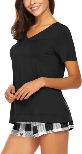 Vista 2 de Avidlove - Conjunto de pijama, camiseta de manga corta y pantalones cortos para mujer, ropa para dormir disponible en tallas S-XXL.