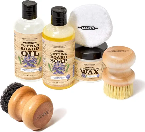 Vista 12 de CLARK'S Kit de acabado de aceite y cera para tabla de cortar de coco, fabricado con aceite de coco refinado, incluye aceite (12 onzas), cera