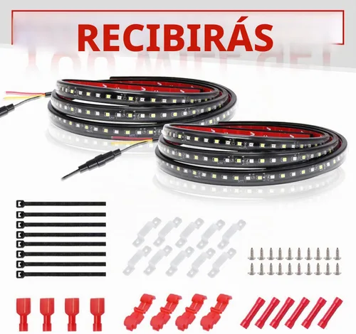 Vista 5 de Juego de 2 luces LED de 70 pulgadas IP68 para camión, marcador lateral, tira de luces de paso flexible, blanco y ámbar (IP68)