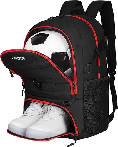 Vista 11 de LARIPOP Mochila de Fútbol, Bolsa de Fútbol con Soporte para Balón y Compartimento para Zapatos, Bolsas de Entrenamiento para Equipos Deportivos