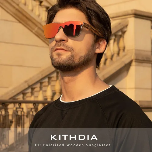 Vista 5 de Kithdia Zebra Gafas de sol de bambú de madera polarizadas para hombres y mujeres - Gafas de sol de madera S5029
