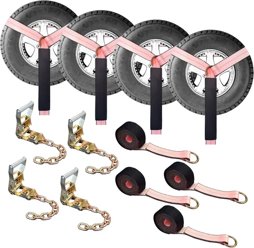 Vista 11 de Mega Cargo Control Correas de Amarre para Automóvil, Paquete de 4 Hebillas de Cola de Cadena de Trinquete G70, Estilo Lazo para Remolques