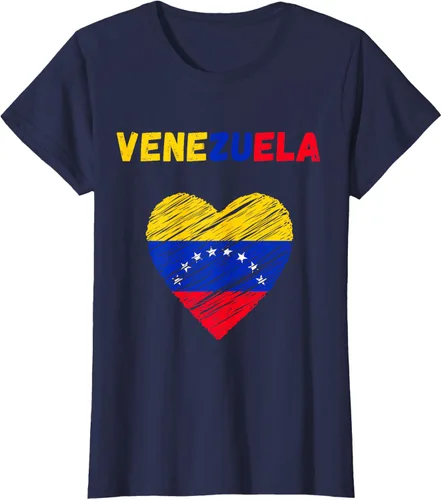 Vista 44 de Camiseta con la bandera venezolana con corazón de Venezuela, Negro