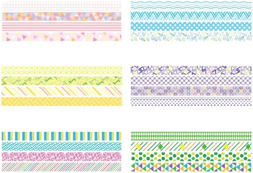 Vista 4 de YUBBAEX - Juego de 24 rollos de cinta Washi - Cintas adhesivas decorativas básicas y delgadas para manualidades, bricolaje, diarios, planificadores