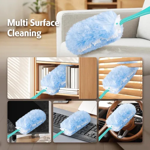 Vista 5 de 60 repuestos de plumero de 360° para Swiffer Duster con 2 asas mejoradas 60 recambios + 2 mangos