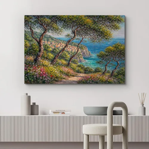 Vista 82 de wall26 Prado con álamos por Claude Monet - Arte moderno impresionista, arte en lienzo para el hogar, 12 x 18 pulgadas