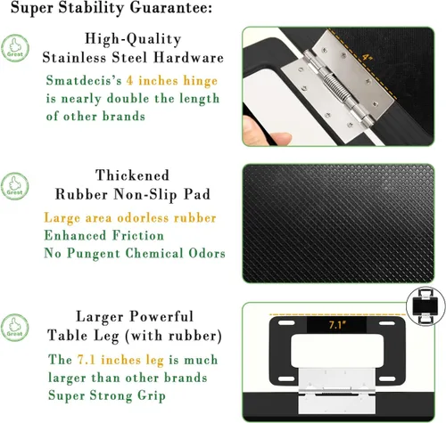 Vista 5 de Smatdecis Bandeja de brazo para sofá, mesa de clip para brazos, mesa de bandeja para reposabrazos adecuada para bebidas caseras, comida rápida, Negro