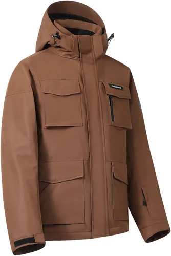 Vista 3 de Chaqueta de esquí para hombre, impermeable, resistente al viento, capucha extraíble para invierno, para motos de nieve, senderismo