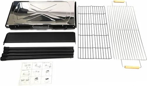 Vista 8 de Parrilla de carbón para barbacoa, de acero inoxidable, plegable, portátil, kits de herramientas para barbacoa al aire libre, camping, senderismo