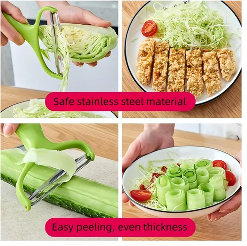 Vista 8 de Rallador de Verduras de Boca Ancha, rallador de ensalada, rebanador de papas para repollo, zanahorias – Rebanador Manual Ergonómico con Agarre