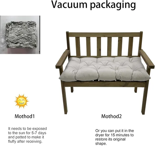Vista 8 de Cojín de banco para exteriores, color negro, antideslizante, para muebles de exterior, almohadillas gruesas para sillas de patio de 40 pulgadas