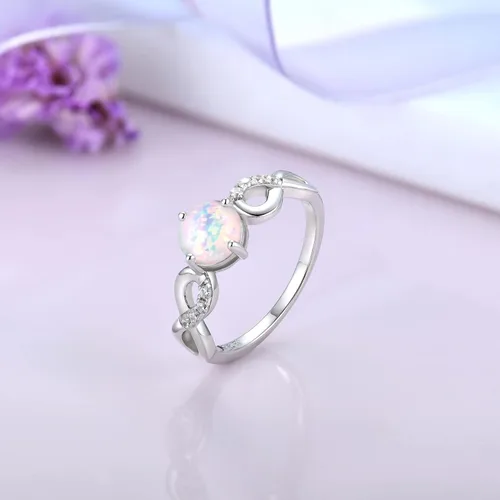 Vista 5 de STARCHENIE Anillo de compromiso infinito para mujer, plata de ley 925, alianza de compromiso, boda, aniversario, joyería talla 5-10