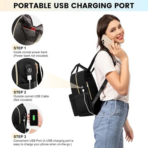 Vista 5 de LOVEVOOK Mini mochila para mujer, mochila pequeña, bonita mochila a la moda, Negro-a