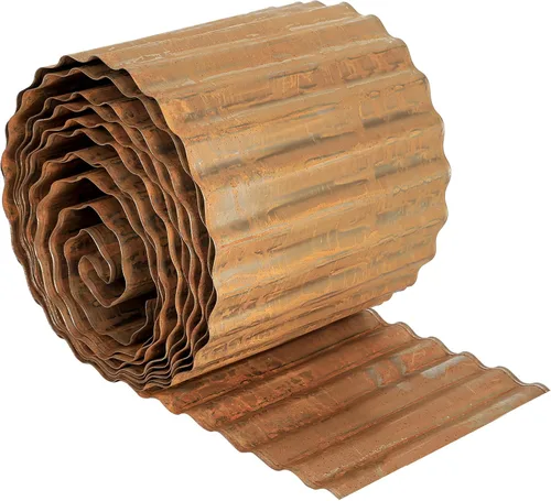 Vista 13 de Worth Bordes de jardín estrechos corrugados, 6" x 20 pies, bordes de paisajismo de acero galvanizado resistente, metal flexible para césped, tiras