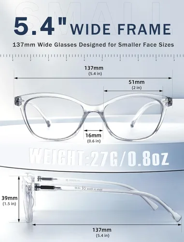 Vista 5 de HEEYYOK 0.50 Gafas de lectura para mujeres, 4 unidades, transparentes, diseño ojo de gato, para caras pequeñas, lentes de lectura flexibles