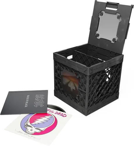 Vista 13 de CrateVinyl - Caja de almacenamiento modular para discos de vinilo para álbumes LP con divisor y 2 paneles transparentes