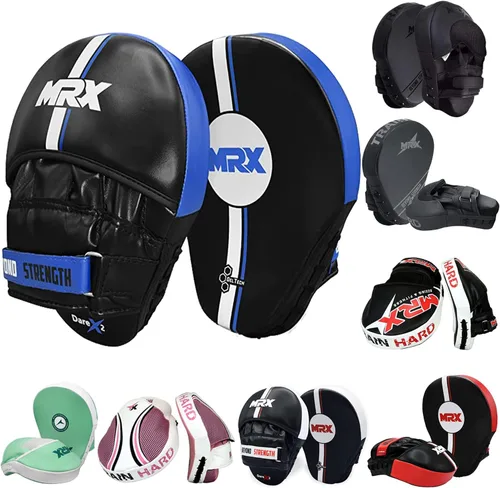 Vista 11 de MRX Gel Tech - Gancho de boxeo y almohadillas de Jab MMA Focus Guantes de entrenamiento Thai Kick Strike Shield Curvo Negro/Blanco