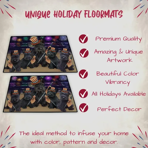 Vista 3 de Doggie of the Day Scottish Terrier Dogs Floor Mat - 4th of July Independence Day - Best Dog Doormat - Protector Decor - Unique Portrait Art