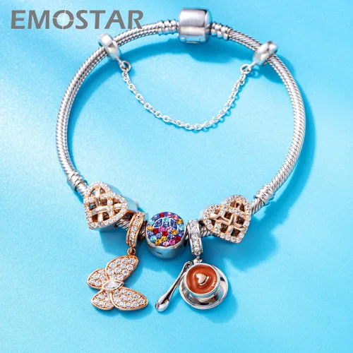 Vista 6 de Sparkling Insect Charms fit European Bracelet Necklace, Butterfly Pendant, Dragonfly Charms, Rose Gold Honeybee Charms, Ladybird Beetle Charms in