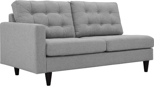 Vista 5 de Sofá esquinero Modway Empress, estilo de mediados de siglo, tapizado de tela en avena, Tela, Celeste