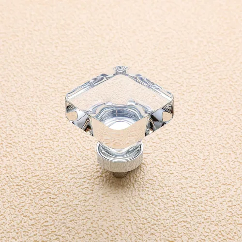 Vista 10 de coolnews - Paquete de 4 manijas de cajón de cristal champagne, manijas de vidrio para gabinete de cocina de 1-3/8 pulgadas cuadradas, manijas