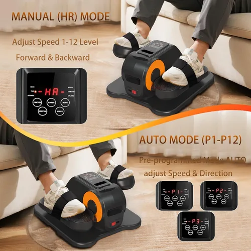 Vista 6 de Under Desk Elliptical Machine, Electric Elliptical Training Machine w/Remote & 12 Speeds Level, Manual & Auto Mode, Elliptical Traier for Seniors