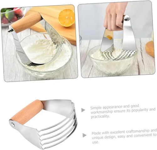 Vista 5 de Cortador de masa de acero inoxidable, licuadora de pastelería, herramienta de horneado manual para masa y mantequilla fría, utensilio de cocina