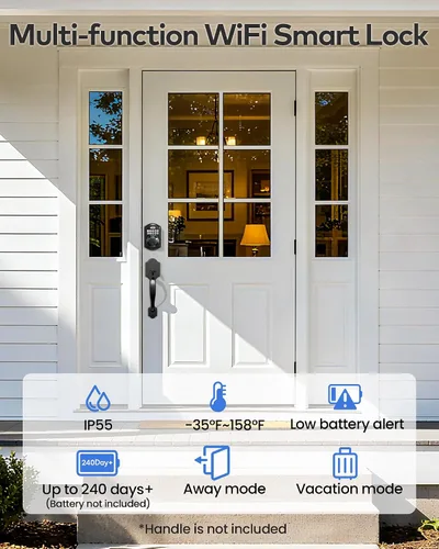 Vista 7 de TEEHO TE012W - Cerradura inteligente WiFi, cerradura de puerta con huella dactilar con Wi-Fi incorporado, cerradura inteligente sin llave