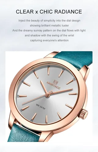 Vista 7 de NAVIFORCE Reloj analógico de cuarzo para mujer casual impermeable reloj de pulsera correa de cuero simple