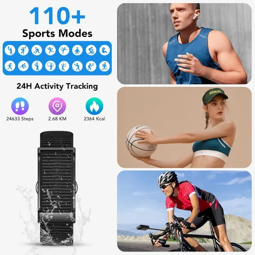 Vista 5 de Rastreador de actividad de salud, pulsera inteligente portátil 2025, más de 120 modos deportivos, banda inteligente, monitor de frecuencia cardíaca