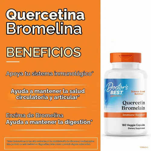 Vista 3 de Cápsulas de quercetina y bromelina de Doctor's Best, DRB-00029, 1, 1 Apoyo inmunológico natural, quercetina con cápsulas de bromelina