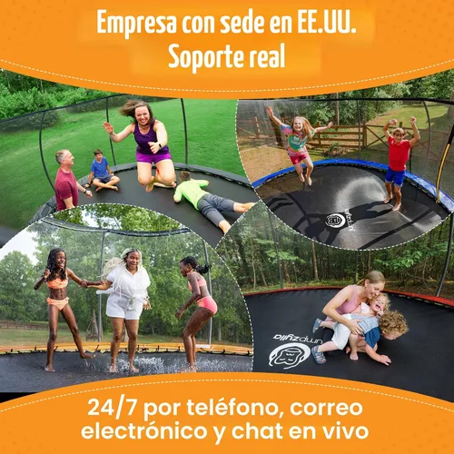 Vista 5 de Jumpzylla - Cama elástica recreativa para niños, con red de seguridad, escalera y revestimiento antioxidante, de 8, 10, 12, 14, 15 y 16 pies