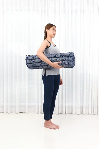 Vista 5 de Leewadee Zabuton - Cojín de asiento cuadrado para ejercicios de meditación, tapete de yoga ligero relleno de Kapok CBT1 - Azul