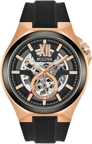 Vista 7 de Bulova Reloj Automático Clásico de Apertura Abierta para Hombre Tono dorado